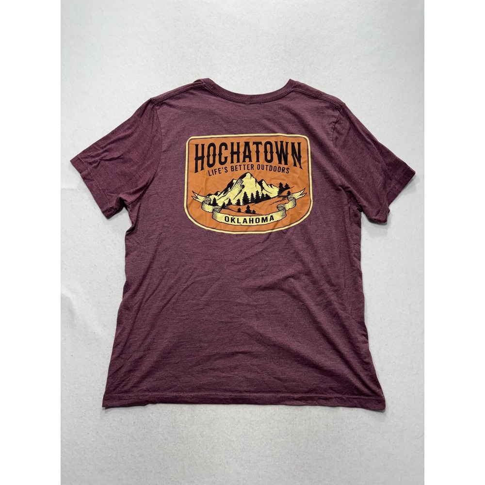 Hochatown Oklahoma Shirt Mens Large Purple Mountain Graphic Double Sided Tee - Picture 3 of 9